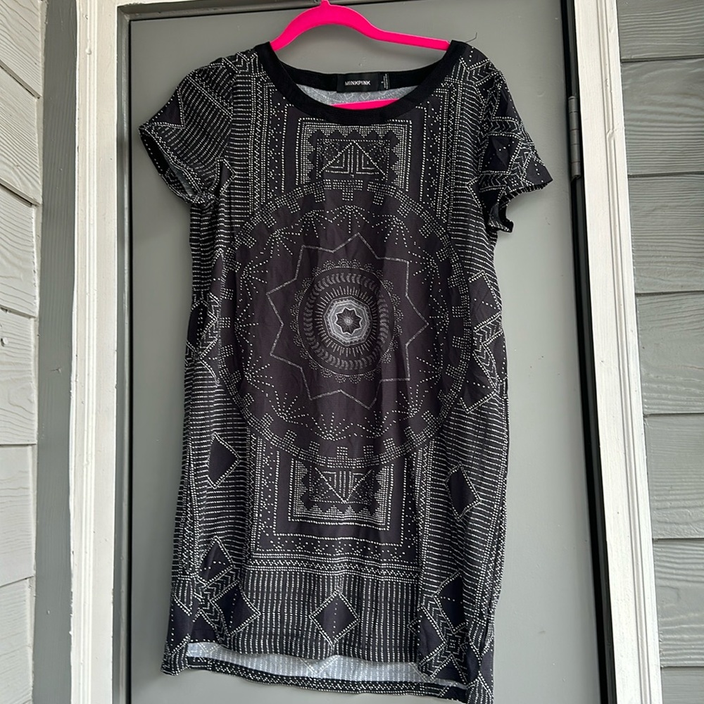 MINKPINK Star Gazer Graphic Short Sleeve Tshirt Dress
